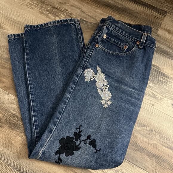 Levi’s 517 Bootcut Jeans 33x30 USA Made Custom Floral Patch Y2K Grunge - Picture 10 of 10
